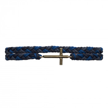 Bracelet 2 tours cordon tressé croix en corde de basse plate Collection Rock & Relig