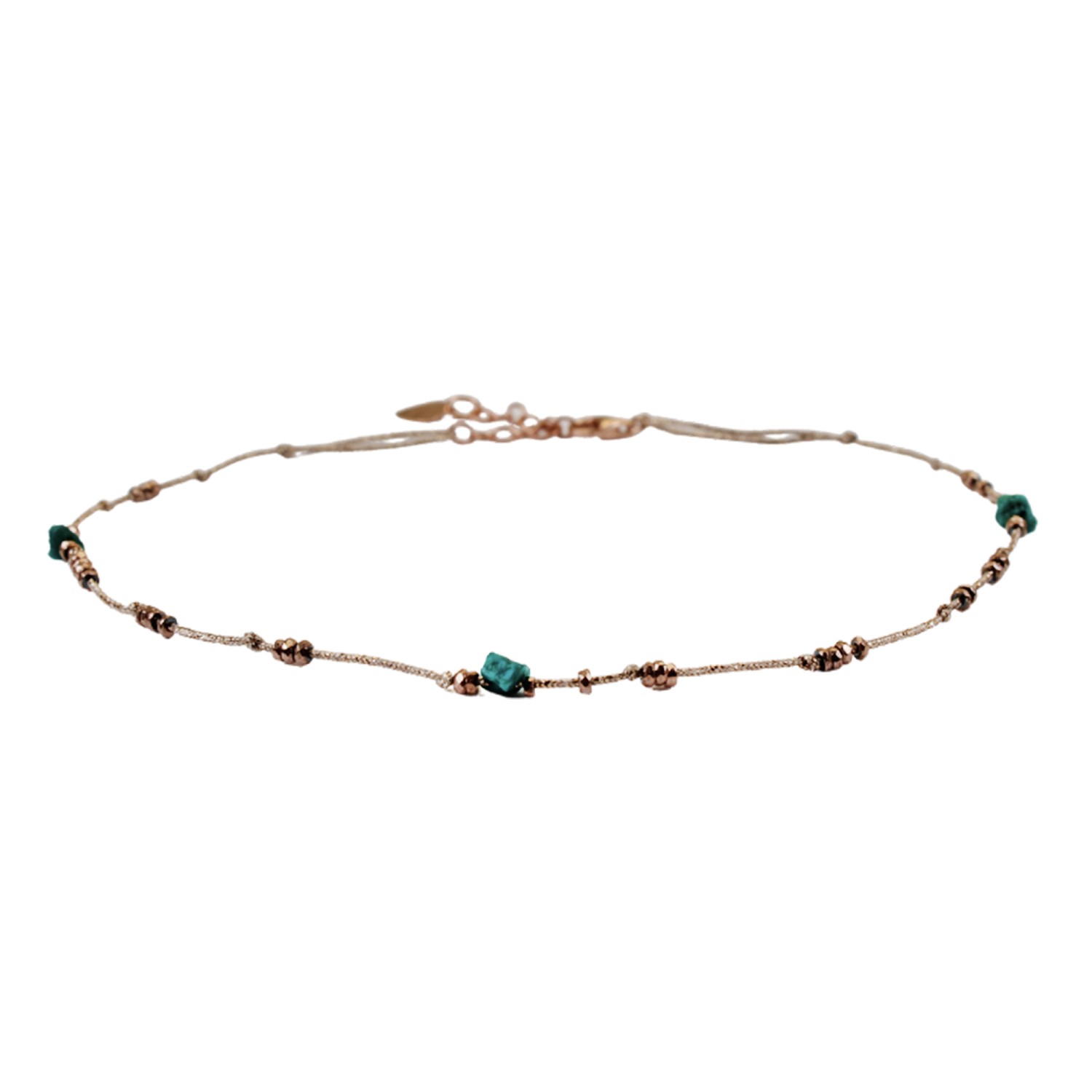 Bracelet de Cheville cailloux Turquoise et hématite sur cordon pour Femme  chez Sing a Song Bijoux